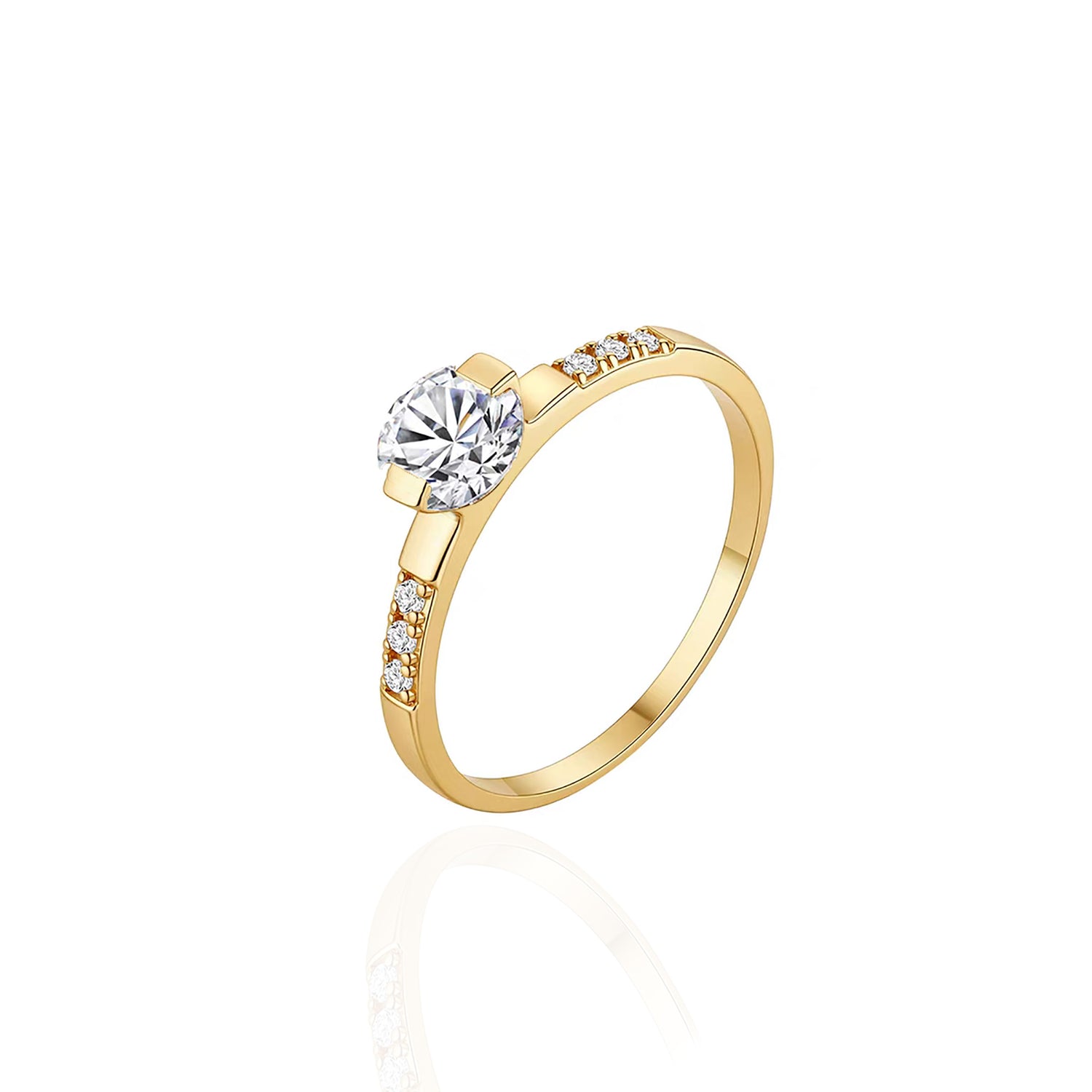Stellar Vector: Elegant Round Pave Setting Ring Lab-Grown Diamond Ring