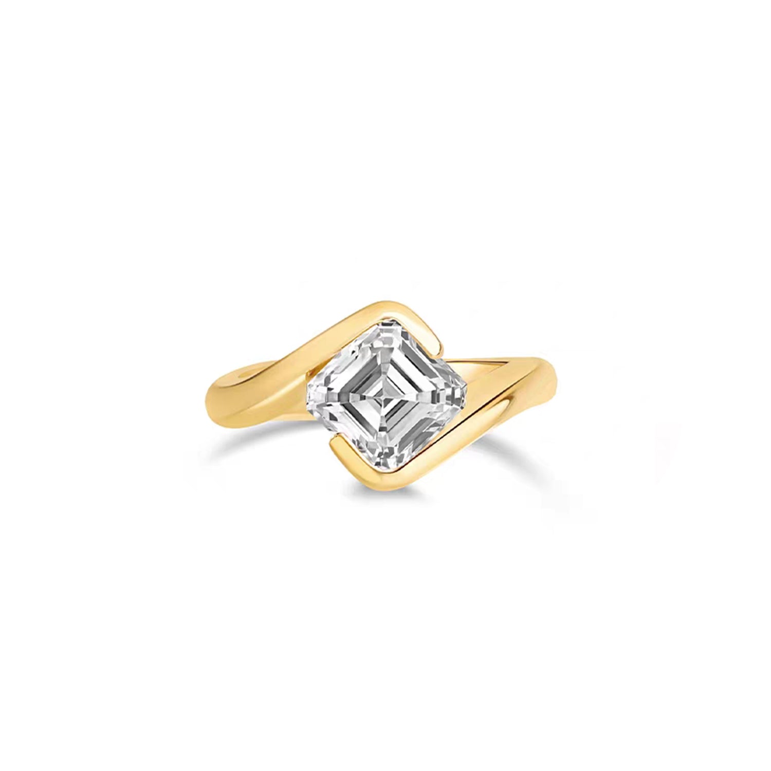 Celeste Curve: Elegant Asscher Twisted Ring Lab-Grown Diamond Ring