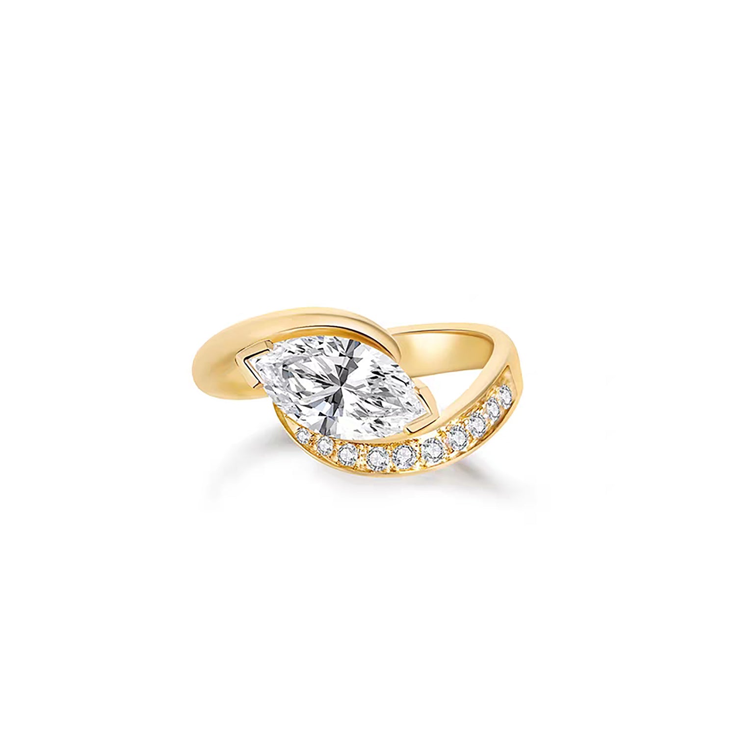 Converging Paths: Elegant Marquise Twist Ring Lab-Grown Diamond Ring