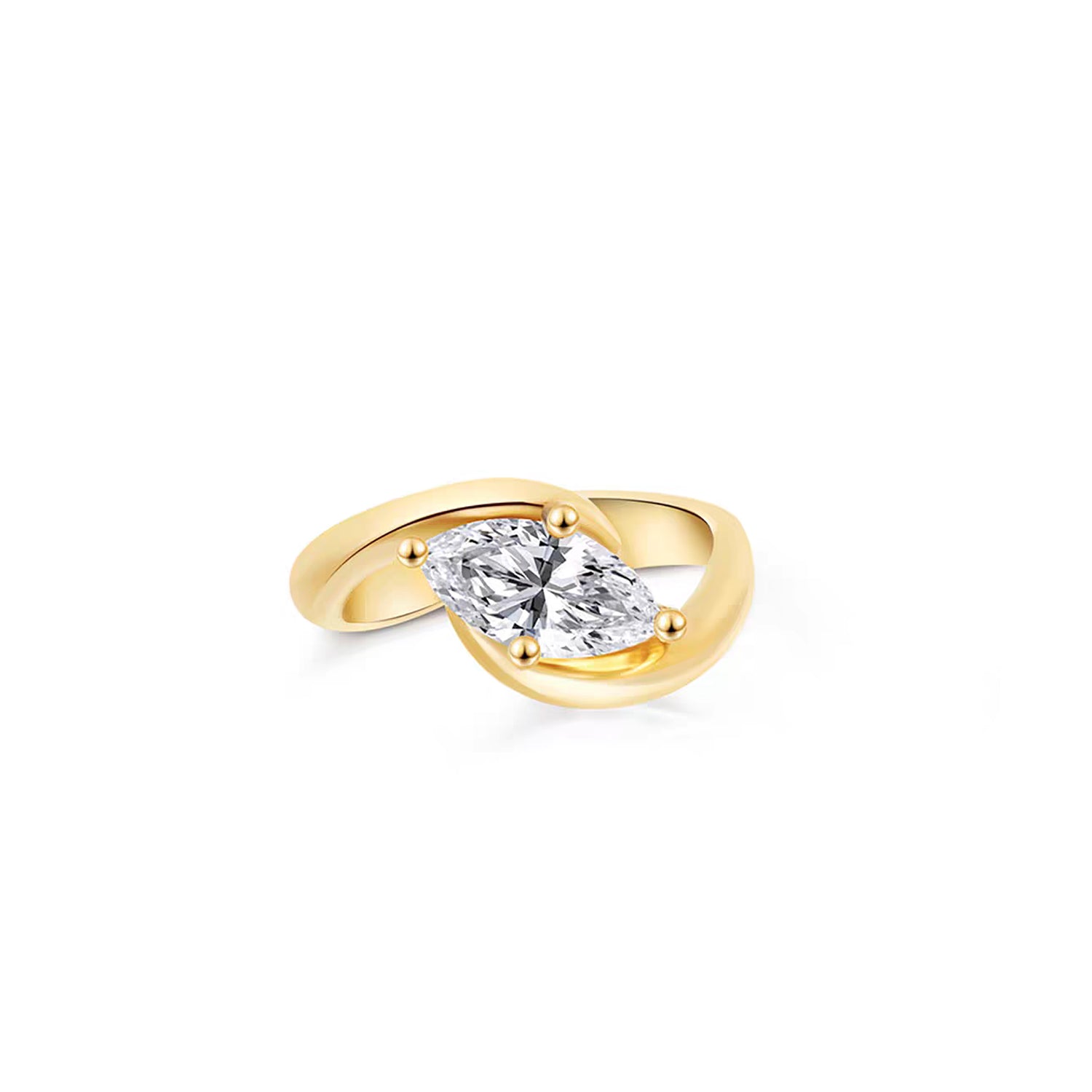 Eternal Interlace: Elegant Marquise Twist Ring Lab-Grown Diamond Ring