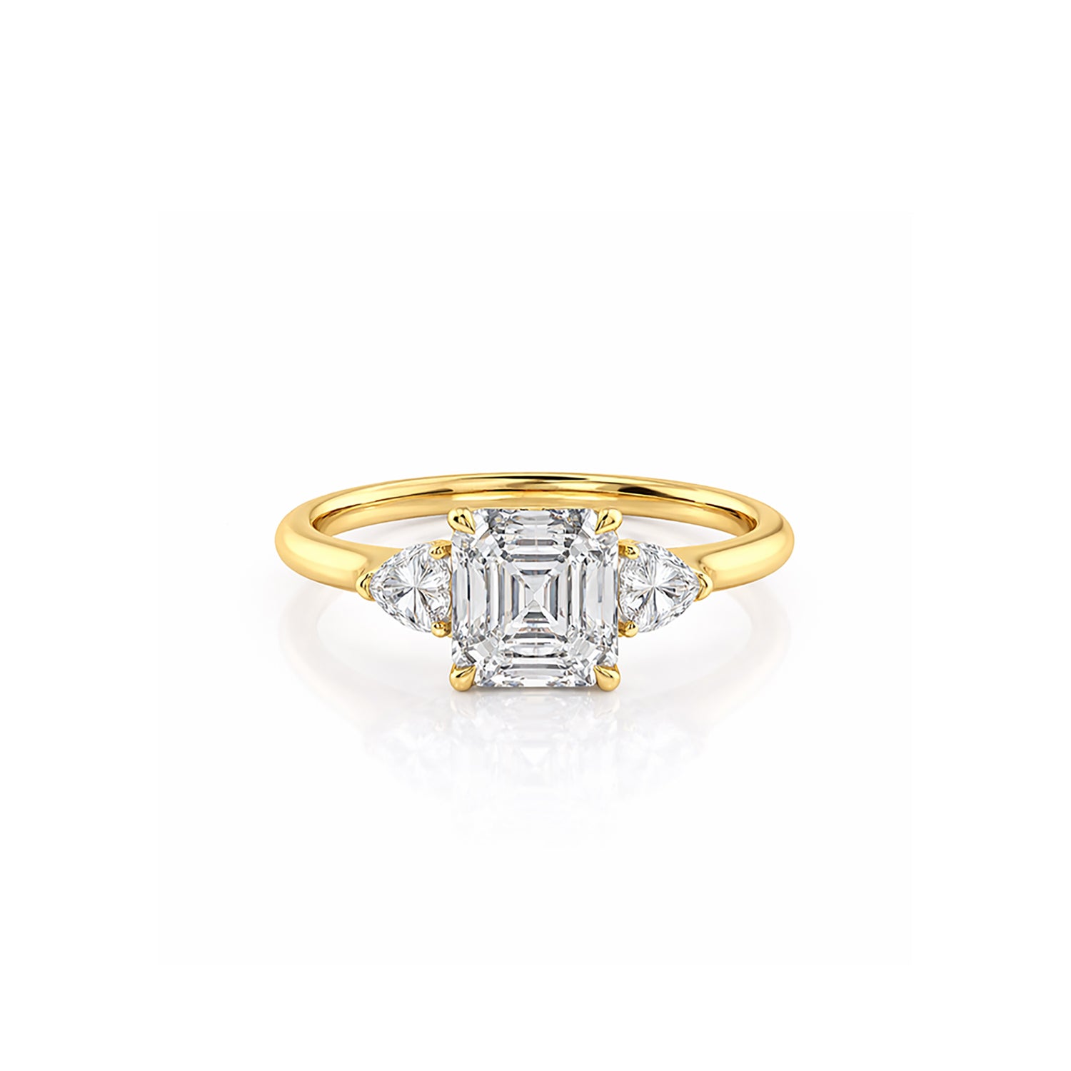 Luminous Grace: Elegant Asscher Three Stone Ring Lab-Grown Diamond Ring