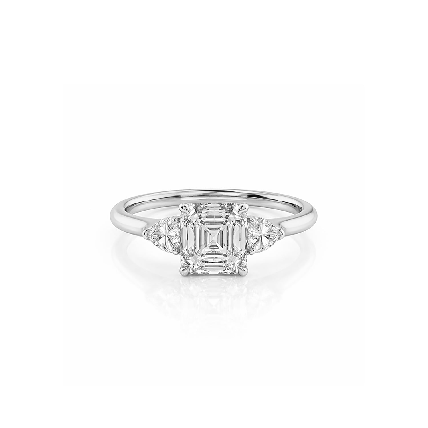 Luminous Grace: Elegant Asscher Three Stone Ring Lab-Grown Diamond Ring