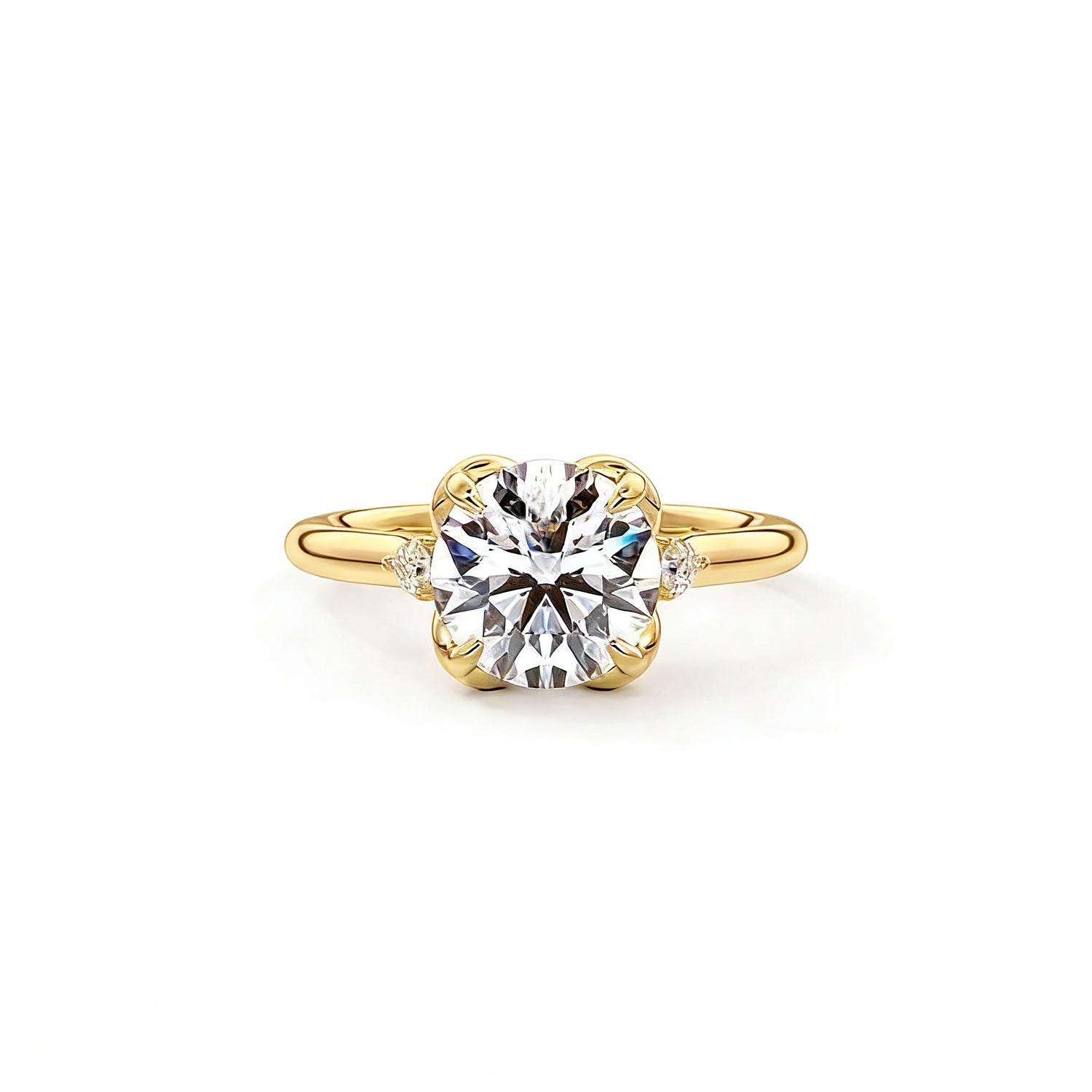 Luminous Bloom: Elegant Round Three Stones Setting Ring Lab-Grown Diamond Ring