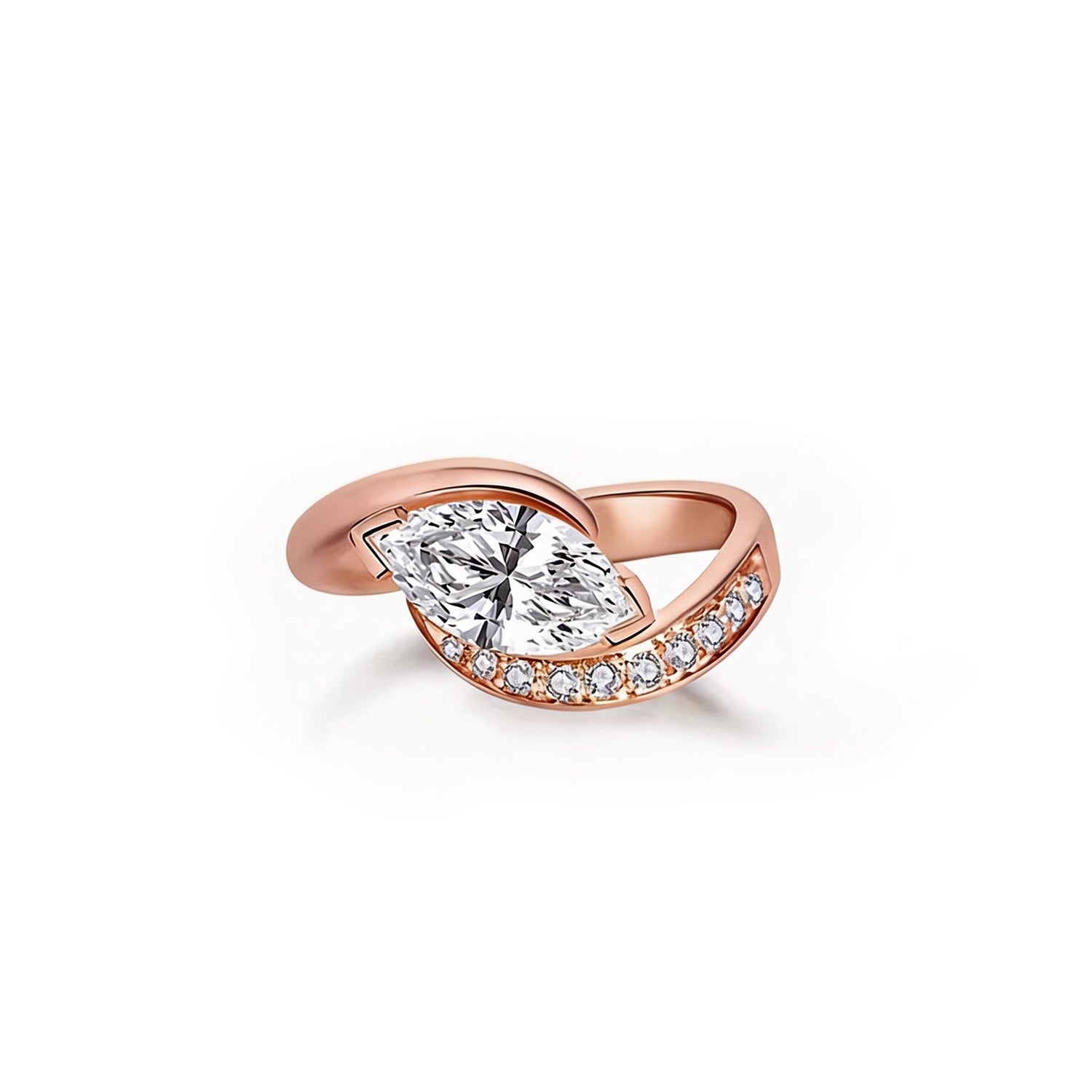 Converging Paths: Elegant Marquise Twist Ring Lab-Grown Diamond Ring