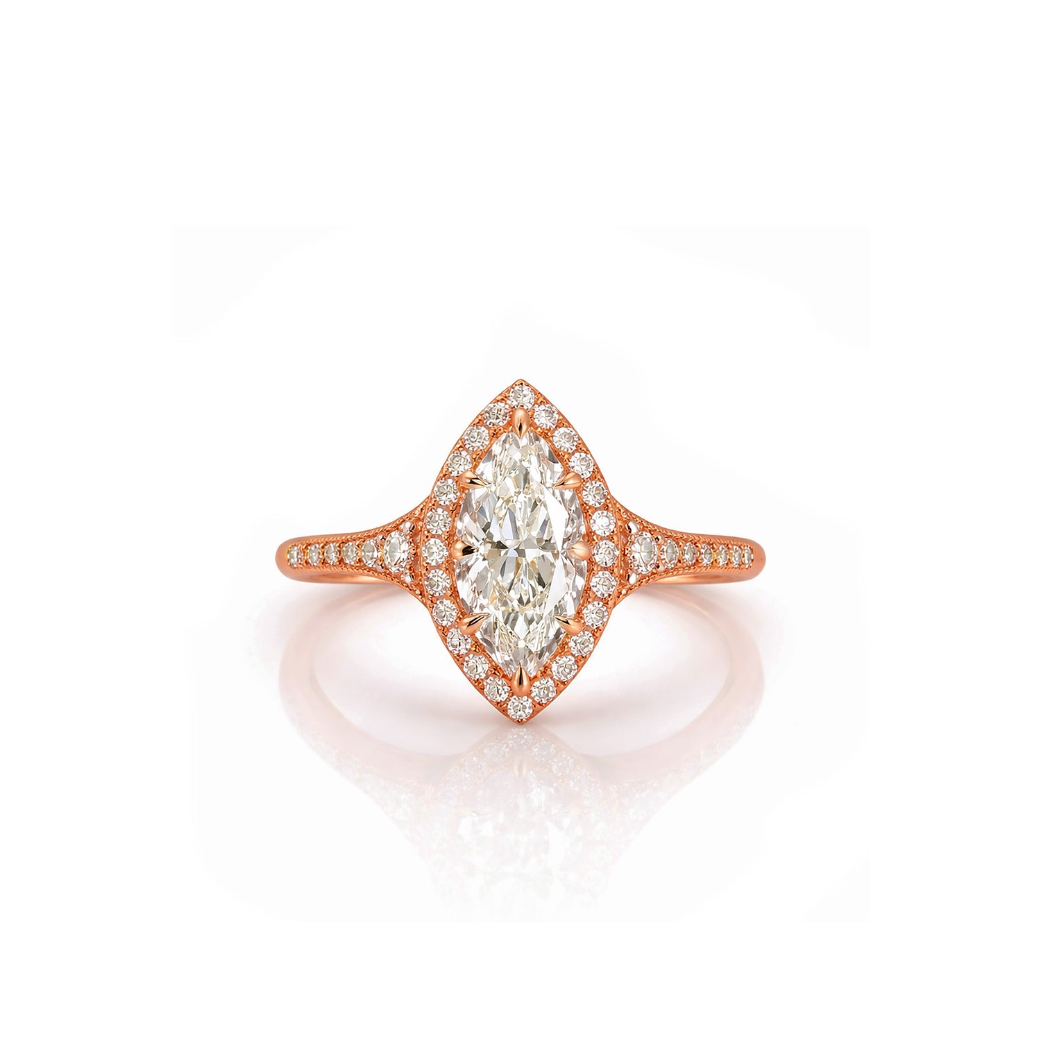 Starlet Halo: Elegant Marquise Halo Pave Ring Lab-Grown Diamond Ring