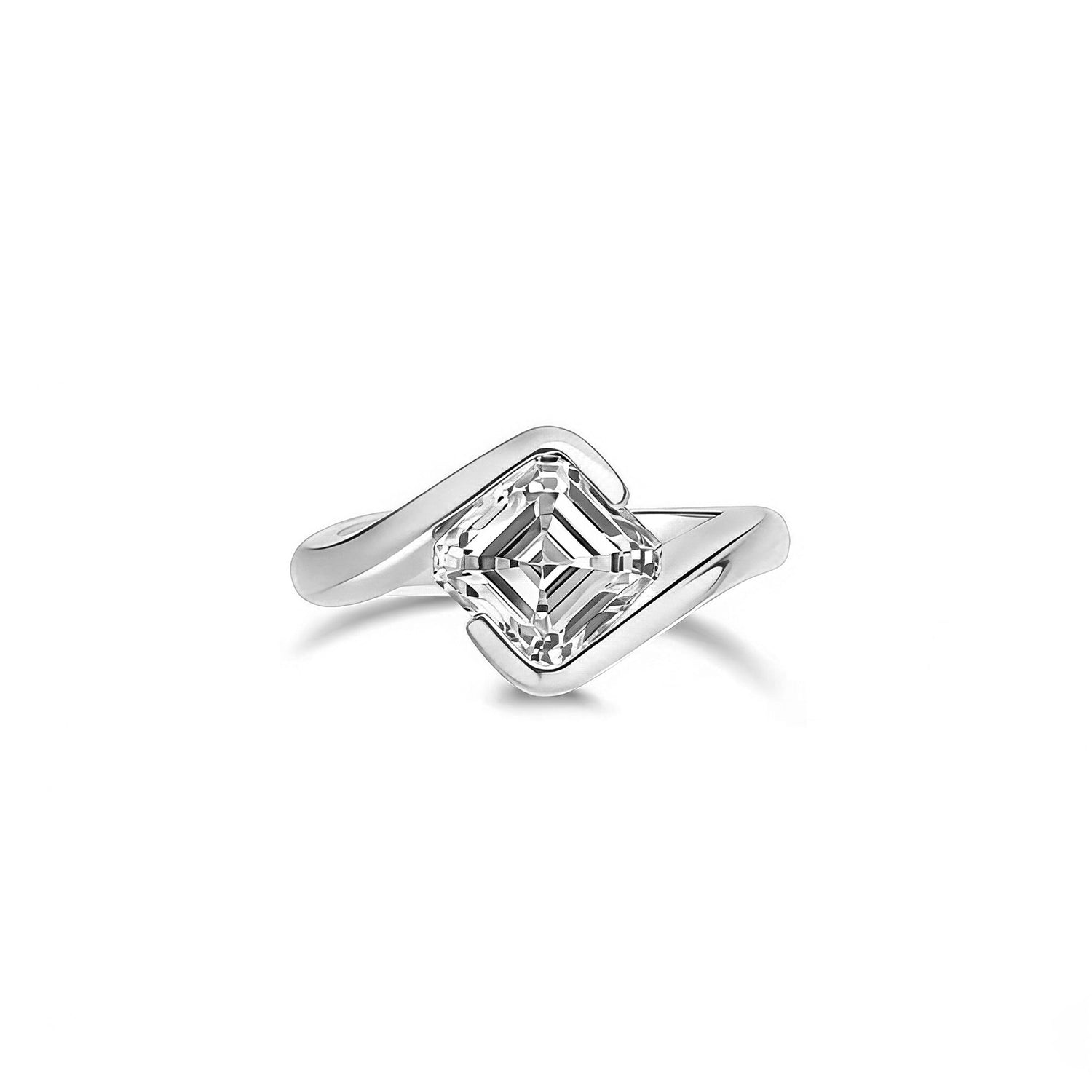 Celeste Curve: Elegant Asscher Twisted Ring Lab-Grown Diamond Ring