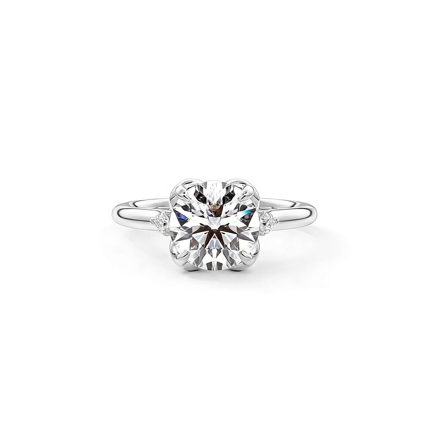 Luminous Bloom: Elegant Round Three Stones Setting Ring Lab-Grown Diamond Ring