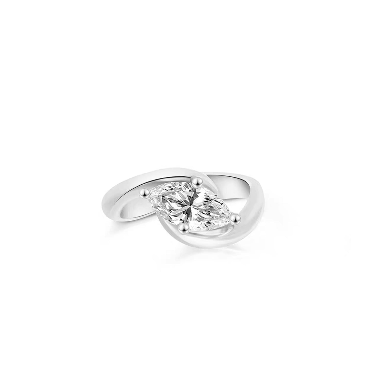 Eternal Interlace: Elegant Marquise Twist Ring Lab-Grown Diamond Ring