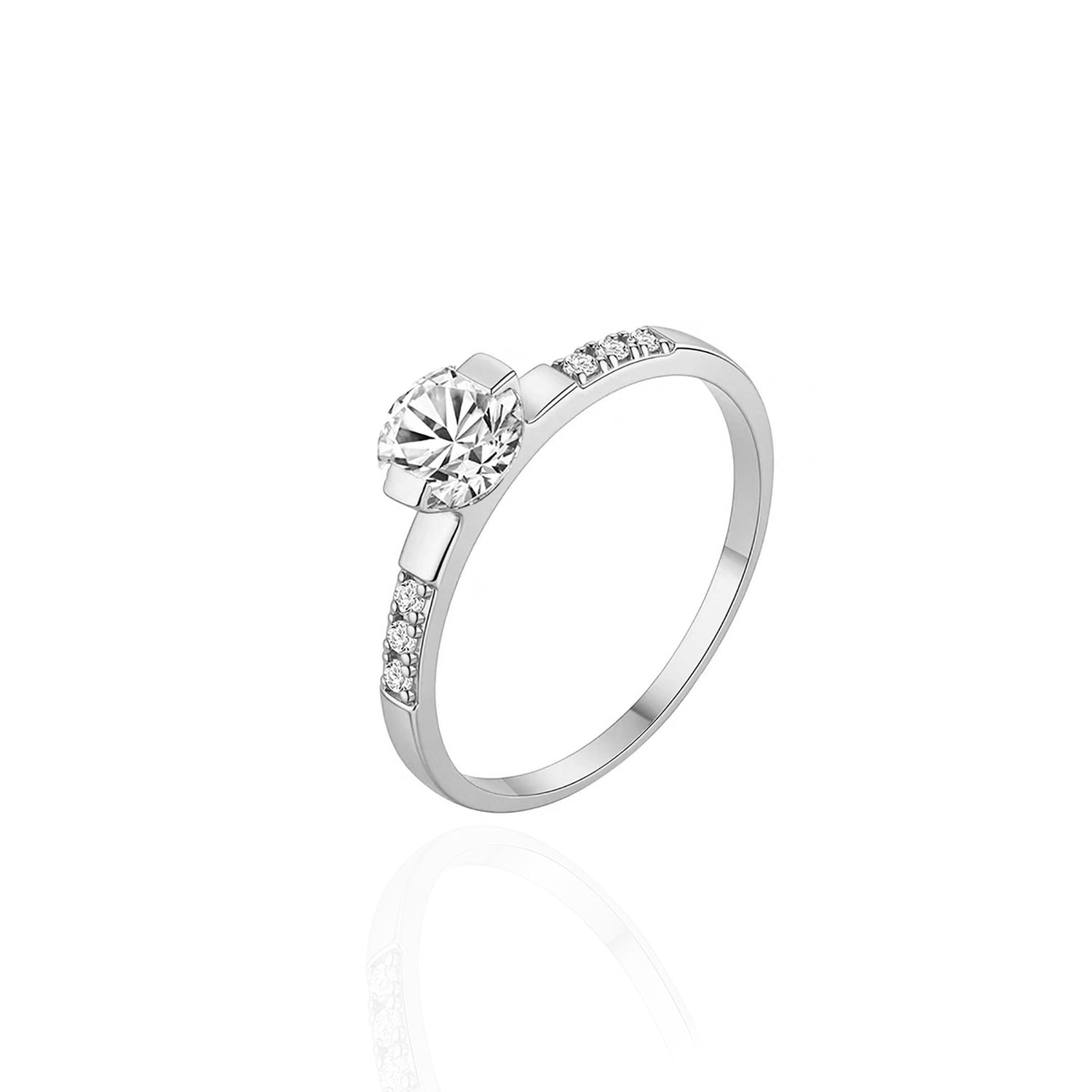 Stellar Vector: Elegant Round Pave Setting Ring Lab-Grown Diamond Ring
