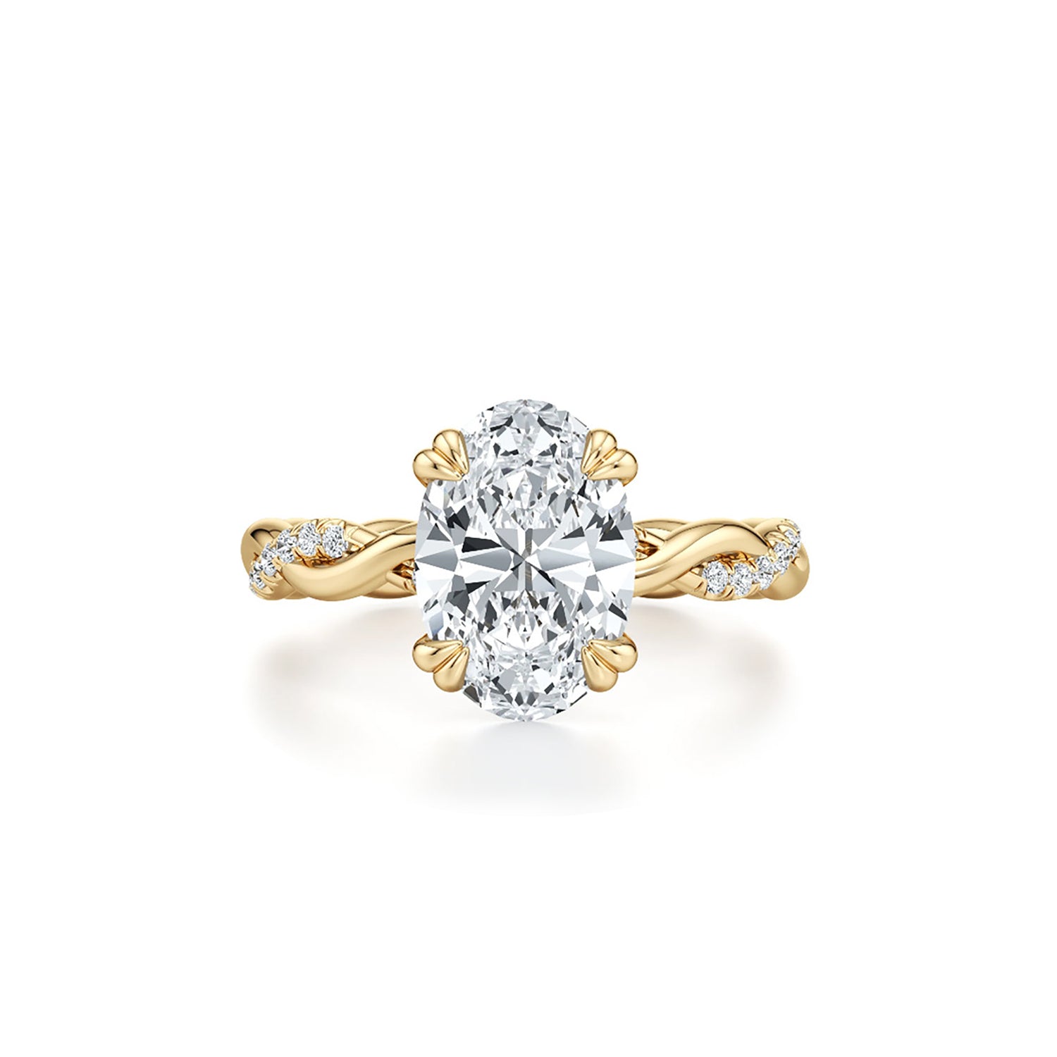 Twisted Grace:Elegant Oval Lab-Grown Diamond Ring