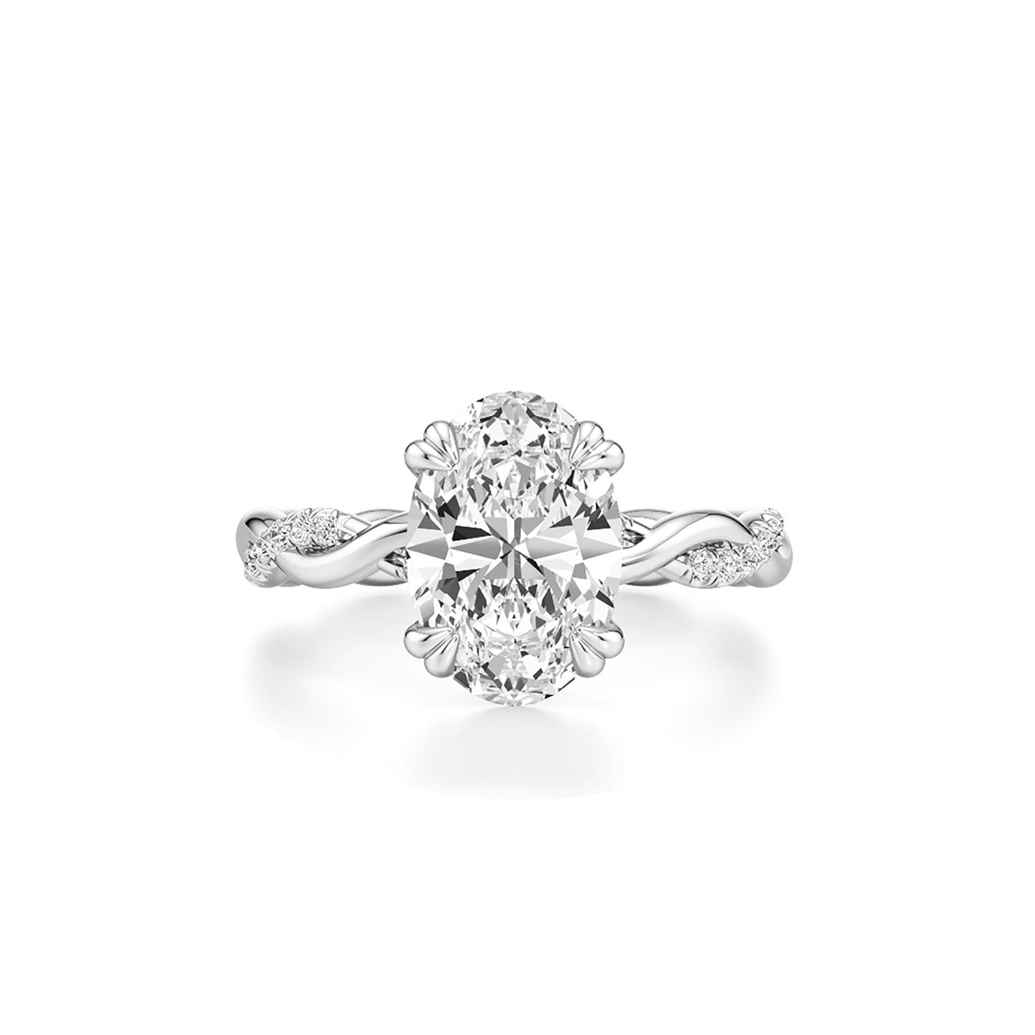 Twisted Grace:Elegant Oval Lab-Grown Diamond Ring